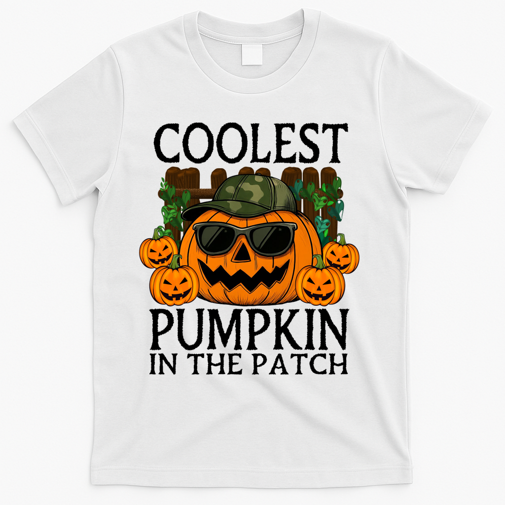 Cute And Funny Halloween Coolest Pumpkin In The Patch T-Shirt - White