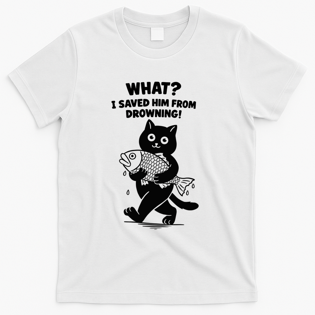 Cat and fish - White
