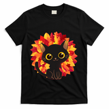 Cute Autumn Fall Black Cat T-Shirt - Black