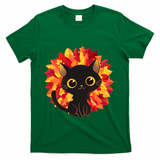 Cute Autumn Fall Black Cat T-Shirt - Green