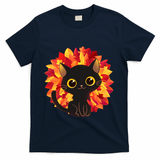 Cute Autumn Fall Black Cat T-Shirt - Navy
