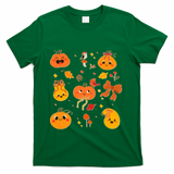 Cute Autumn Fall Pumpkins Ribbons Bows T-Shirt - Green