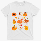 Cute Autumn Fall Pumpkins Ribbons Bows T-Shirt - White
