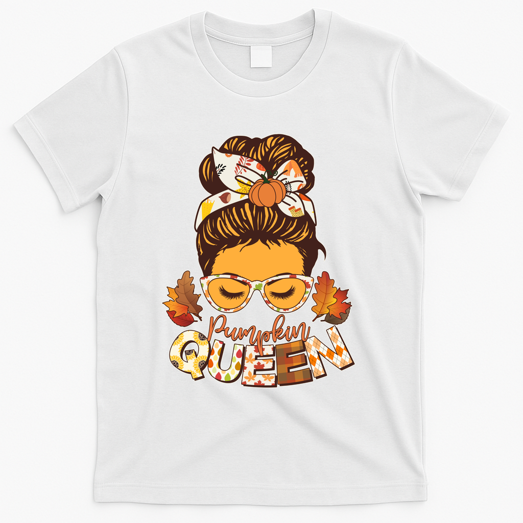 Cute Autumn Fall Pumpkin Queen T-Shirt - White