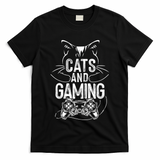 Cats And Gaming Funny For Gamer, Cat Lover, Cat Mom, Cat Dad T-Shirt
