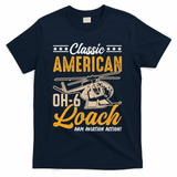 Classic American Hughes OH-6 Cayuse Loach Arm Aviation Action T-Shirt - Navy