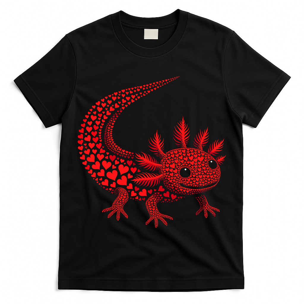 Cute Axolotl Heart   Valentine Axolotl  T-Shirt