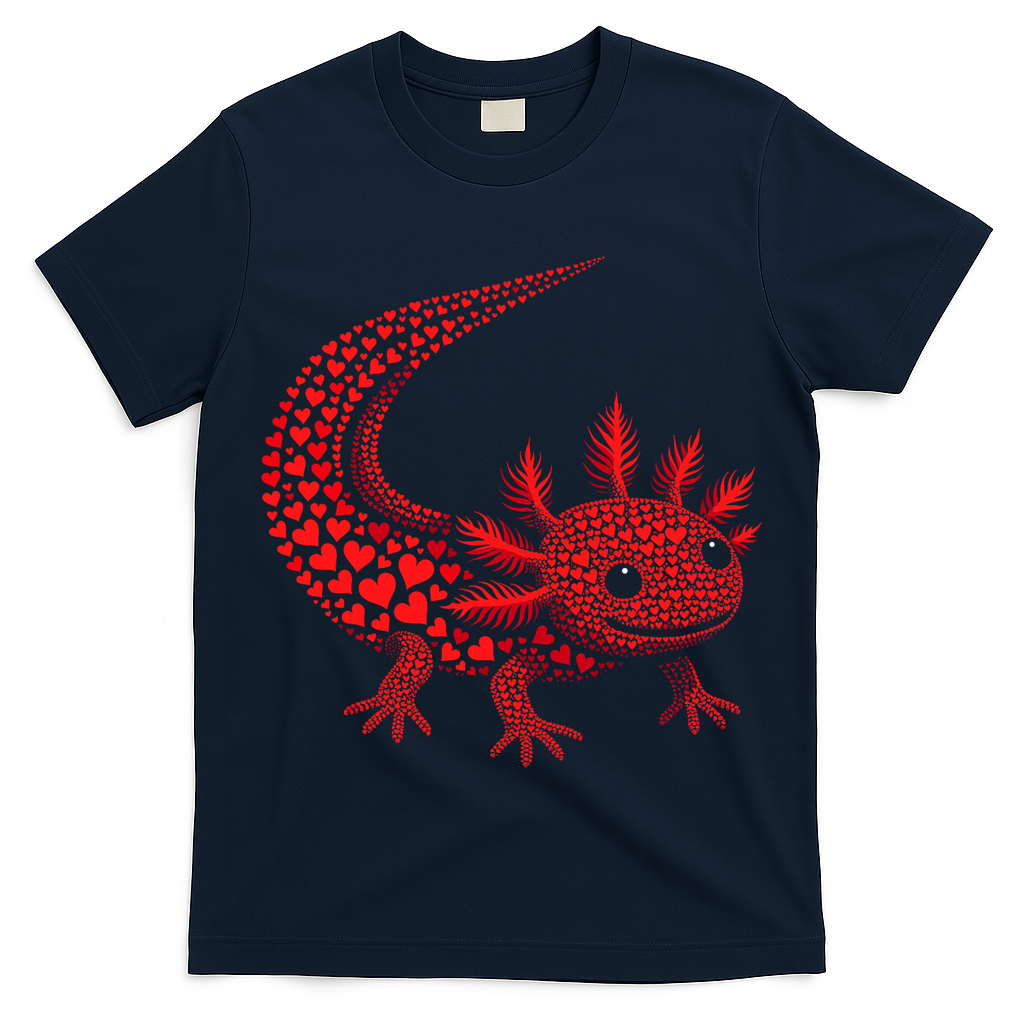 Cute Axolotl Heart   Valentine Axolotl  T-Shirt