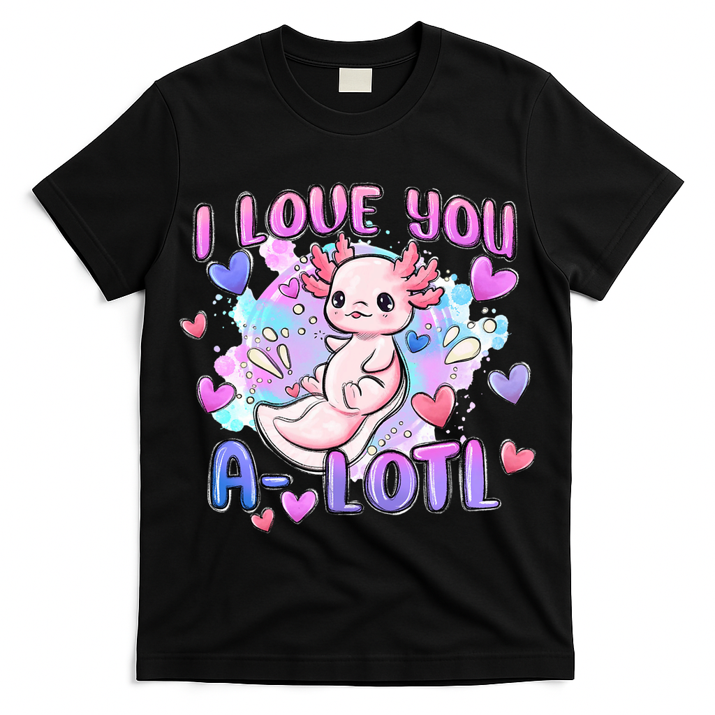 Cute Axolotl I Love You A-Lotl Valentines Day   T-Shirt