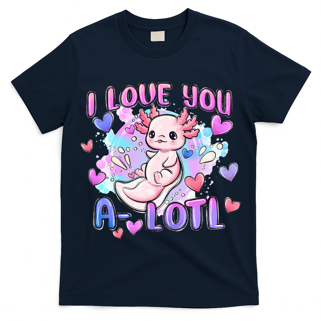 Cute Axolotl I Love You A-Lotl Valentines Day   T-Shirt