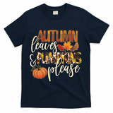 Cute Autumn Leaves And Pumpkins Please T-Shirt - Navy