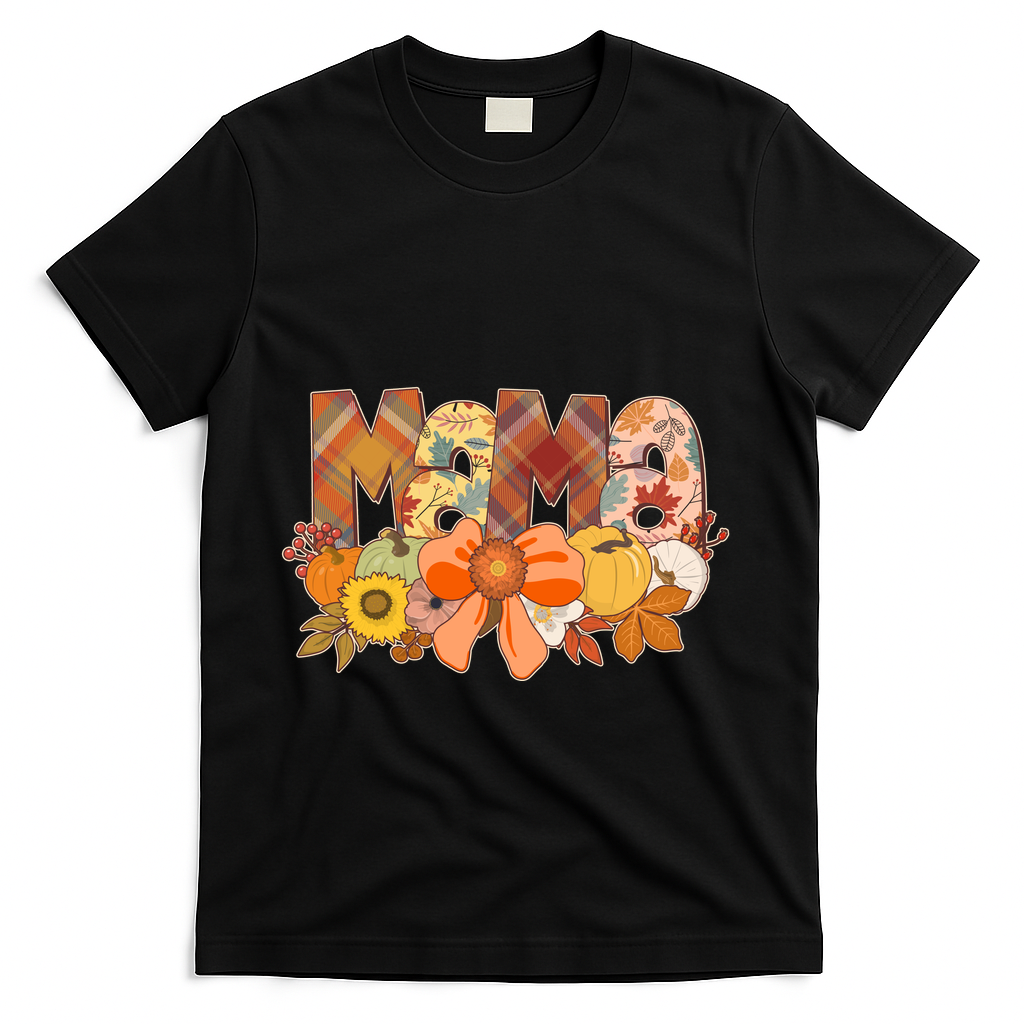 Cute Autumn Mama Fall Lover T-Shirt - Black