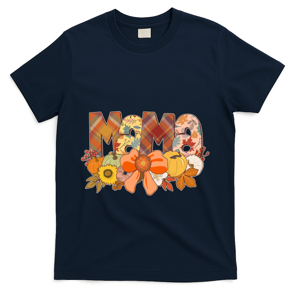 Cute Autumn Mama Fall Lover T-Shirt - Navy