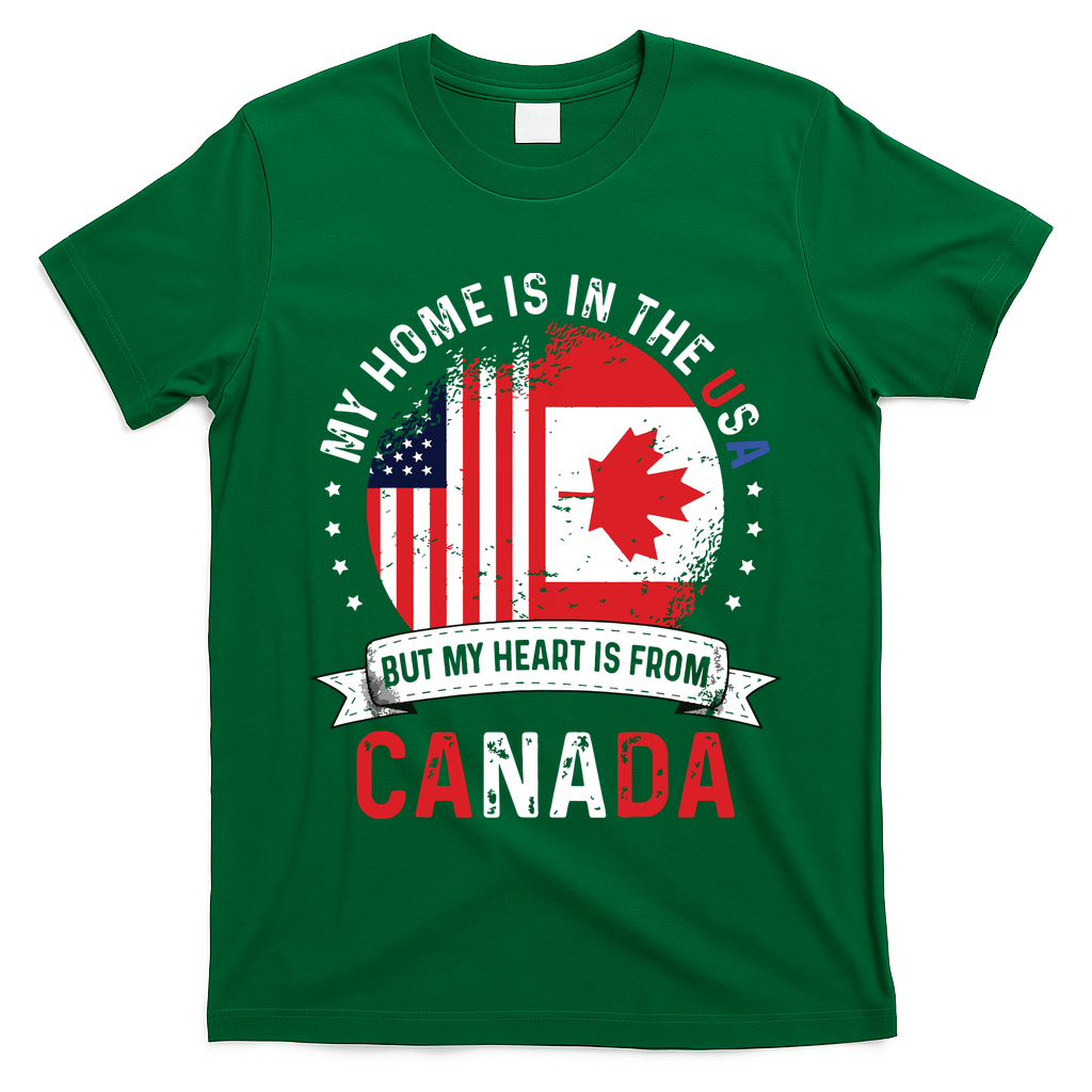 Canadian American Patriot Heart Is From Canada Flag T-Shirt