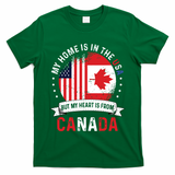 Canadian American Patriot Heart Is From Canada Flag T-Shirt