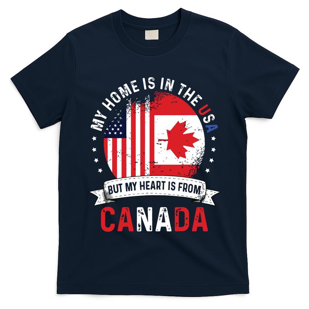 Canadian American Patriot Heart Is From Canada Flag T-Shirt
