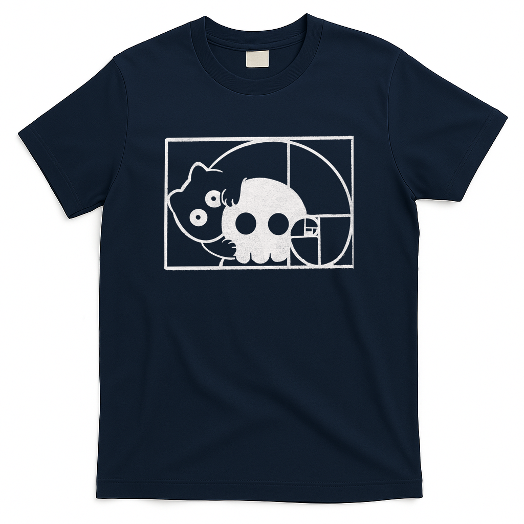 Cat and Skull Fibonacci - Navy