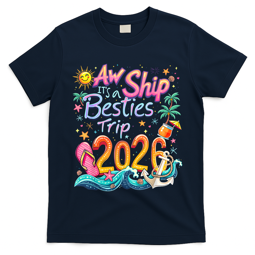 Cute Aw Ship Its A Besties Trip 2026 Vacation T-Shirt