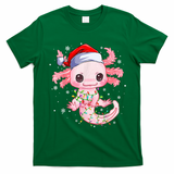 Christmas Axolotl Santa Hat Lights Japanese Cute Anime Xmas T-Shirt - Irish Green