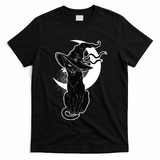 Vintage Scary Halloween Black Cat Moon Witch T-Shirt