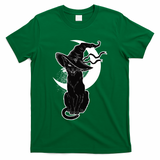 Vintage Scary Halloween Black Cat Moon Witch T-Shirt