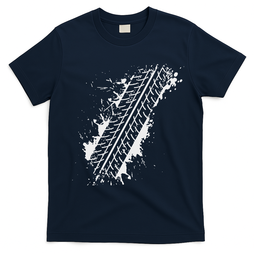 Car Automobile Tire Track Funny Halloween Costume Outfit T-Shirt - Navy Blue