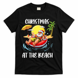 Christmas At The Beach Santa Summer Vacation Beach In July T-Shirt - Black