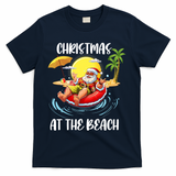 Christmas At The Beach Santa Summer Vacation Beach In July T-Shirt - Navy
