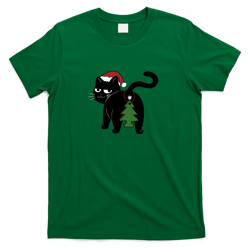 Cat and the Christmas Tree Star - Green