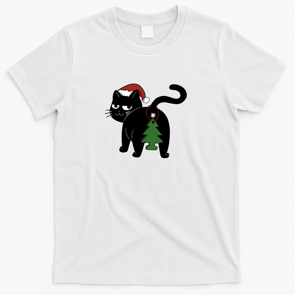 Cat and the Christmas Tree Star - White