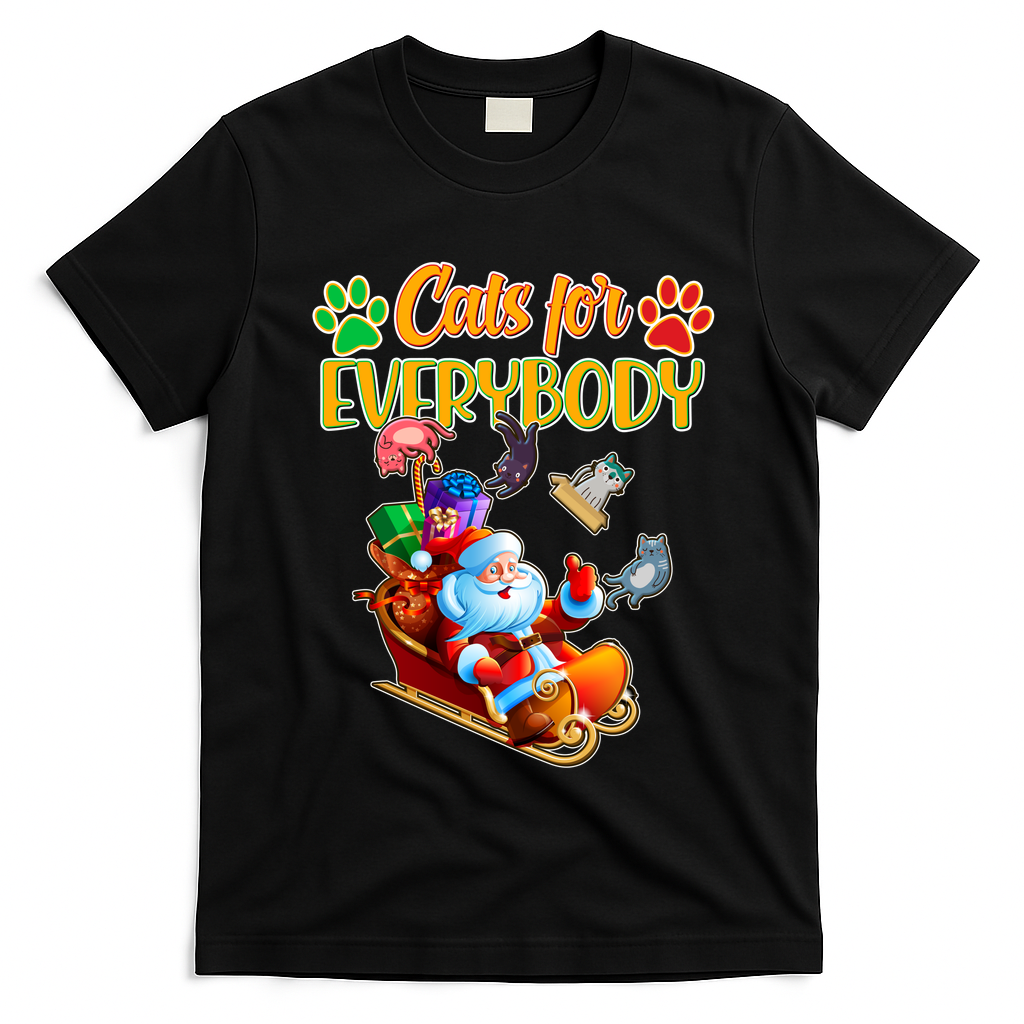 Funny Christmas Cats For Everyone Santa Claus T-Shirt