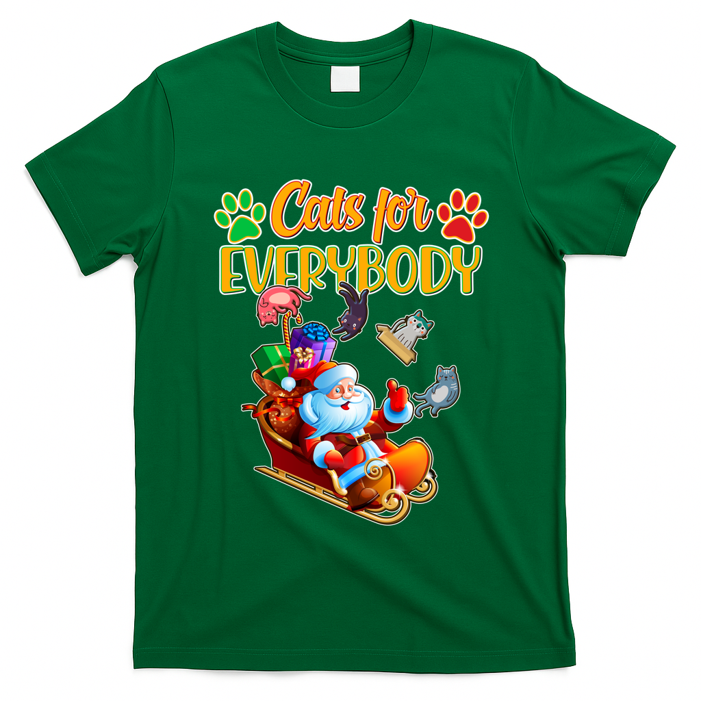 Funny Christmas Cats For Everyone Santa Claus T-Shirt