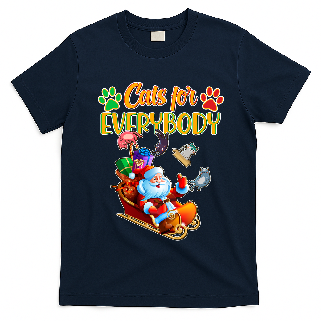 Funny Christmas Cats For Everyone Santa Claus T-Shirt