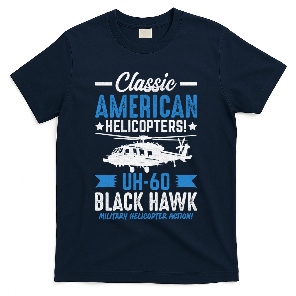 Classic American UH-60 Black Hawk Helicopter T-Shirt - Navy