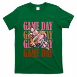 Coquette Bow American Football Game Day Thanksgiving Autumn T-Shirt - Green