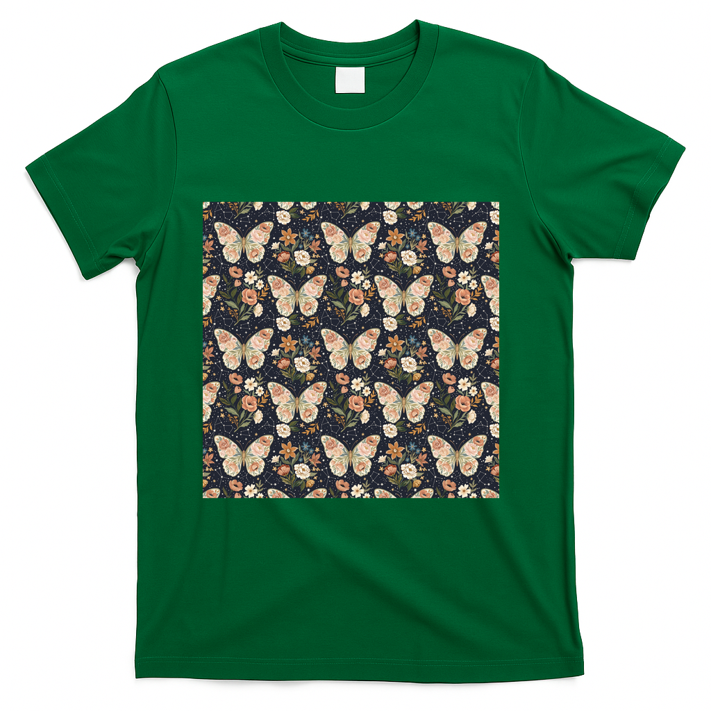 Celestial Butterflies and Flowers - Green