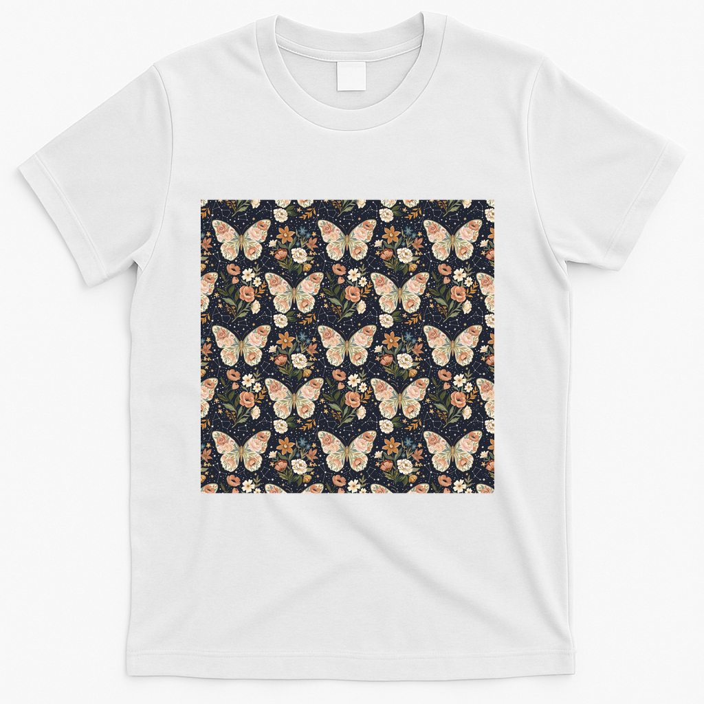 Celestial Butterflies and Flowers - White