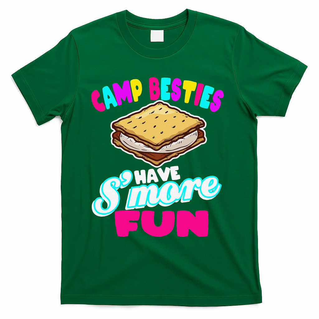 Camp Besties Best Friend Summer Camping Funny Smore Fun T-Shirt - Green