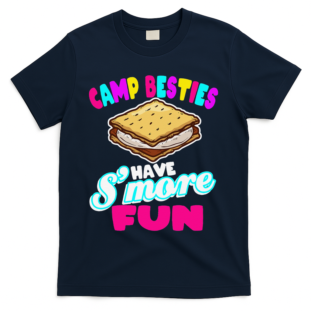 Camp Besties Best Friend Summer Camping Funny Smore Fun T-Shirt - Navy