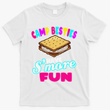 Camp Besties Best Friend Summer Camping Funny Smore Fun T-Shirt - White