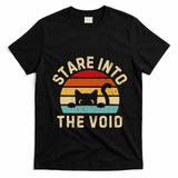 Cute Black Cat Stare Into The Void T-Shirt - Black