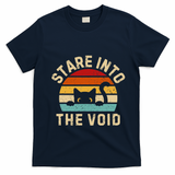 Cute Black Cat Stare Into The Void T-Shirt - Navy Blue