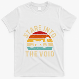 Cute Black Cat Stare Into The Void T-Shirt - White