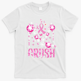 Crush Breast Cancer Awareness Bling Pink Ribbon T-Shirt - White