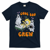 Code Boo Crew Funny Ghost Nurse Halloween Costume T-Shirt - Navy Blue