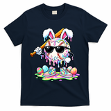Cool Baseball Drip Bunny Rabbit Easter T-Shirt - Navy