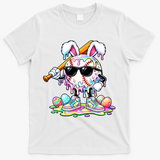 Cool Baseball Drip Bunny Rabbit Easter T-Shirt - White