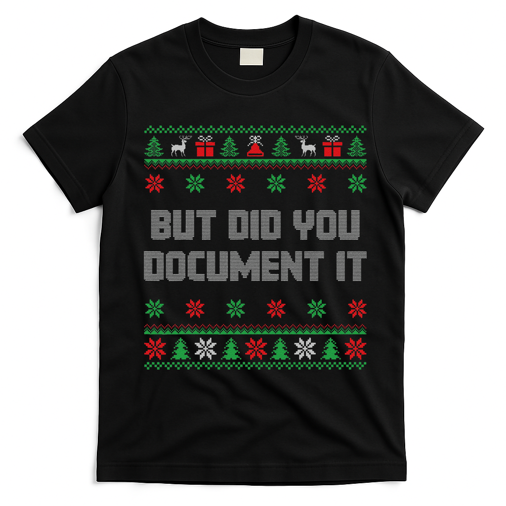 Christmas But Did You Document It Ugly Office Party Sweater T-Shirt - Black