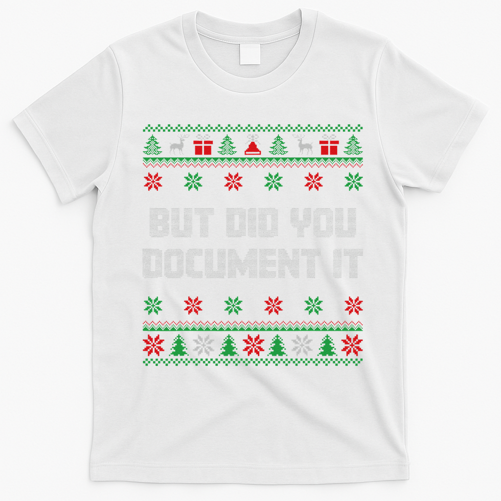 Christmas But Did You Document It Ugly Office Party Sweater T-Shirt - White