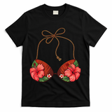 Coconut Bra Flower Boobs Funny Coconut Summer Aloha Beach T-Shirt - Black
